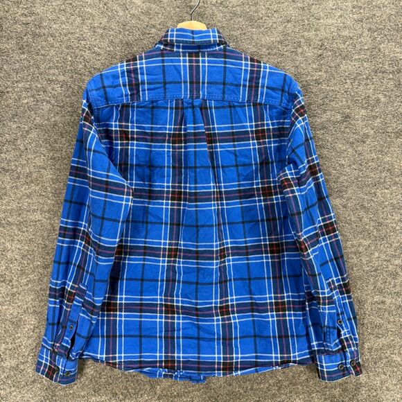 Eddie Bauer Shirt Men M Medium Blue Plaid Button Up Collared Long Sleeve Classic - Picture 2 of 8